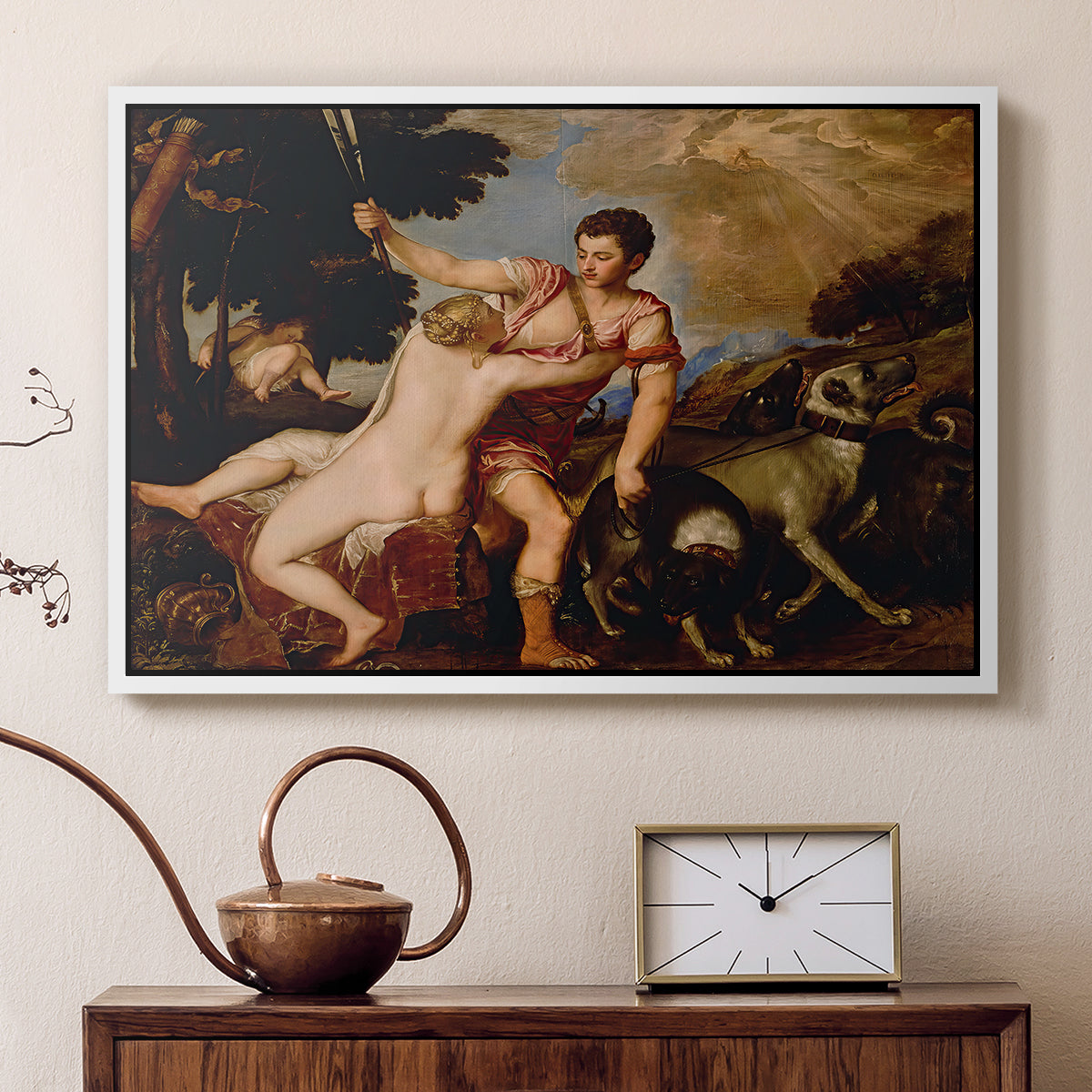 Venus and Adonis, 1554 - Floater Framed Canvas Print