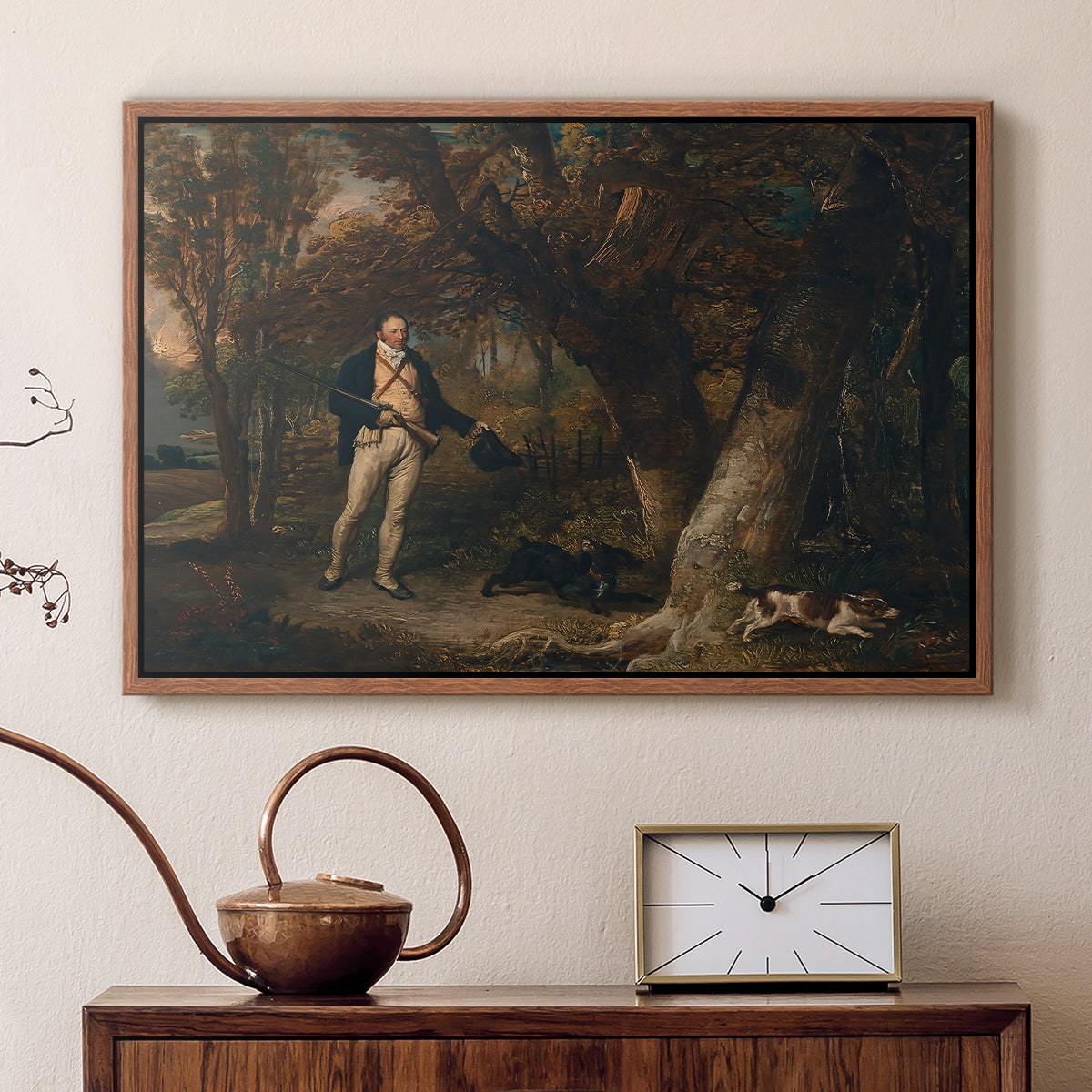 The Reverend Thomas Levett and Favourite Dogs, Cock-Shooting, 1811 - Floater Framed Canvas Print