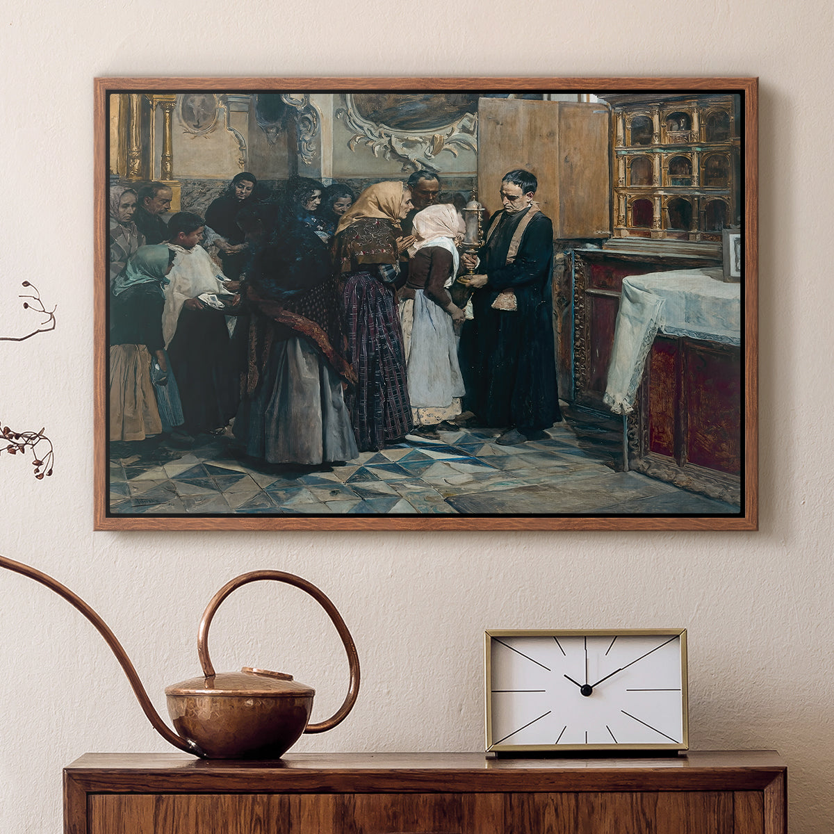 Kissing the Relic, 1893 - Floater Framed Canvas Print