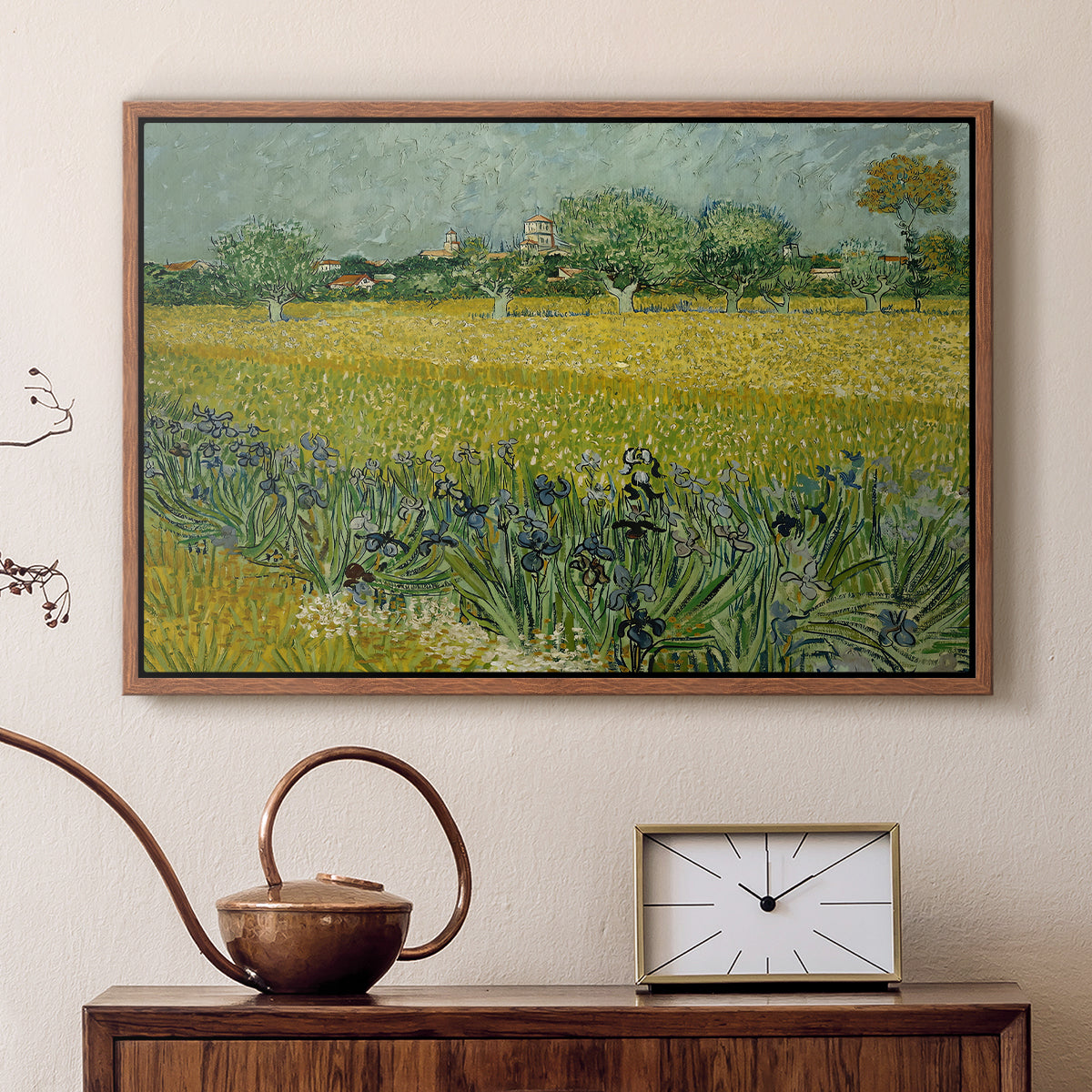 Field with Irises near Arles, 1888 - Floater Framed Canvas Print