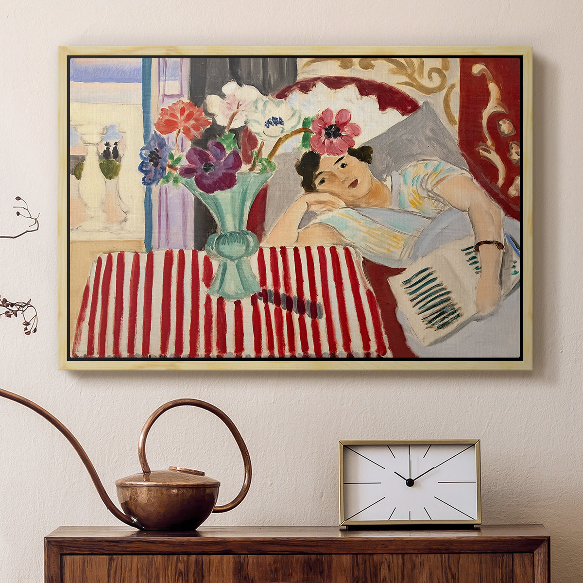 Woman with Anemones (Femme et anémones), c. 1920-1921 - Floater Framed Canvas Print
