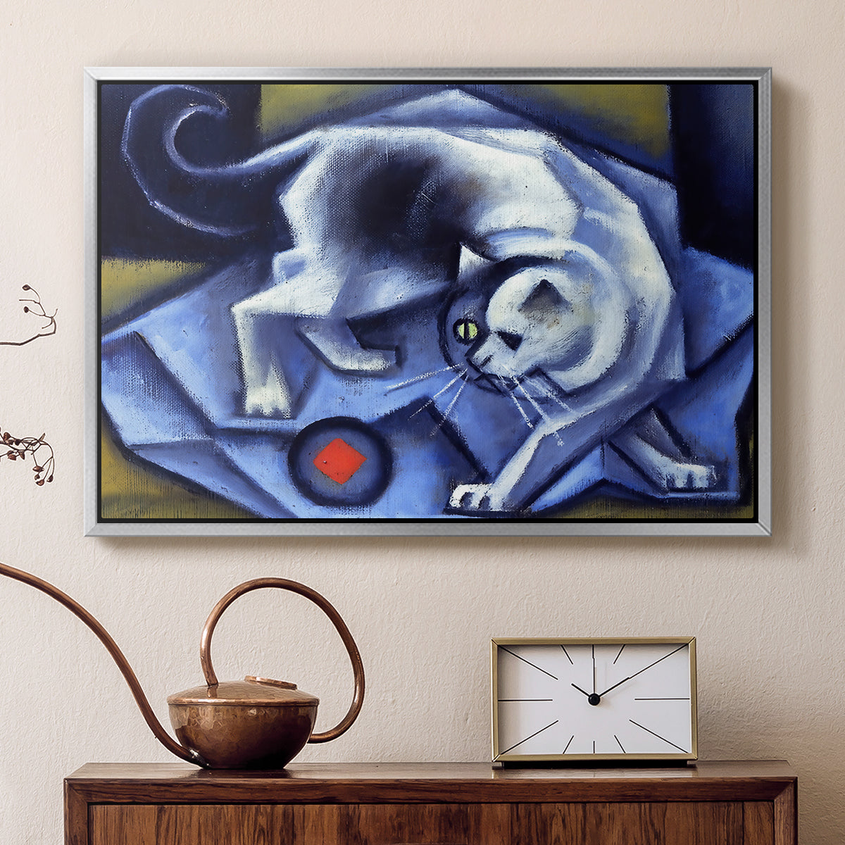Cat Playing with a Ball, 1945-1950 - Floater Framed Canvas Print