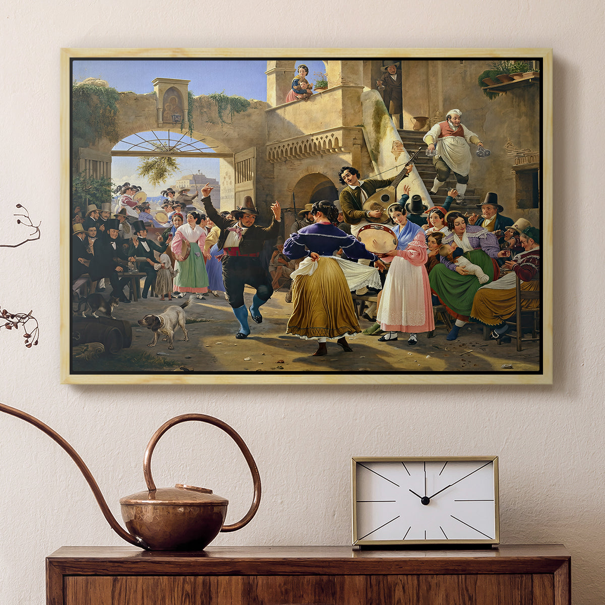 Romans Gathered for Merriment at an Osteria, 1839 - Floater Framed Canvas Print