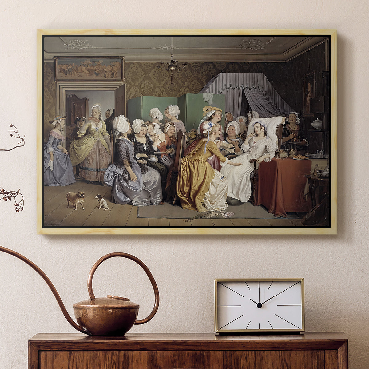 The Maternity Room (Scene from "Barselstuen"), 1845 - Floater Framed Canvas Print