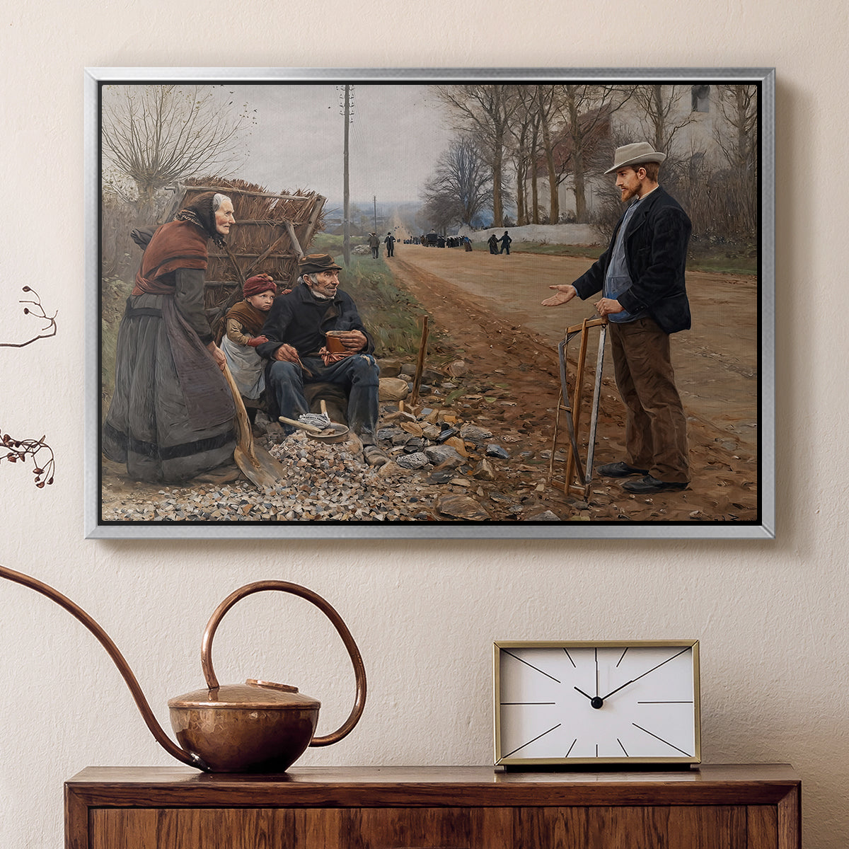 People by a Road, 1893 - Floater Framed Canvas Print