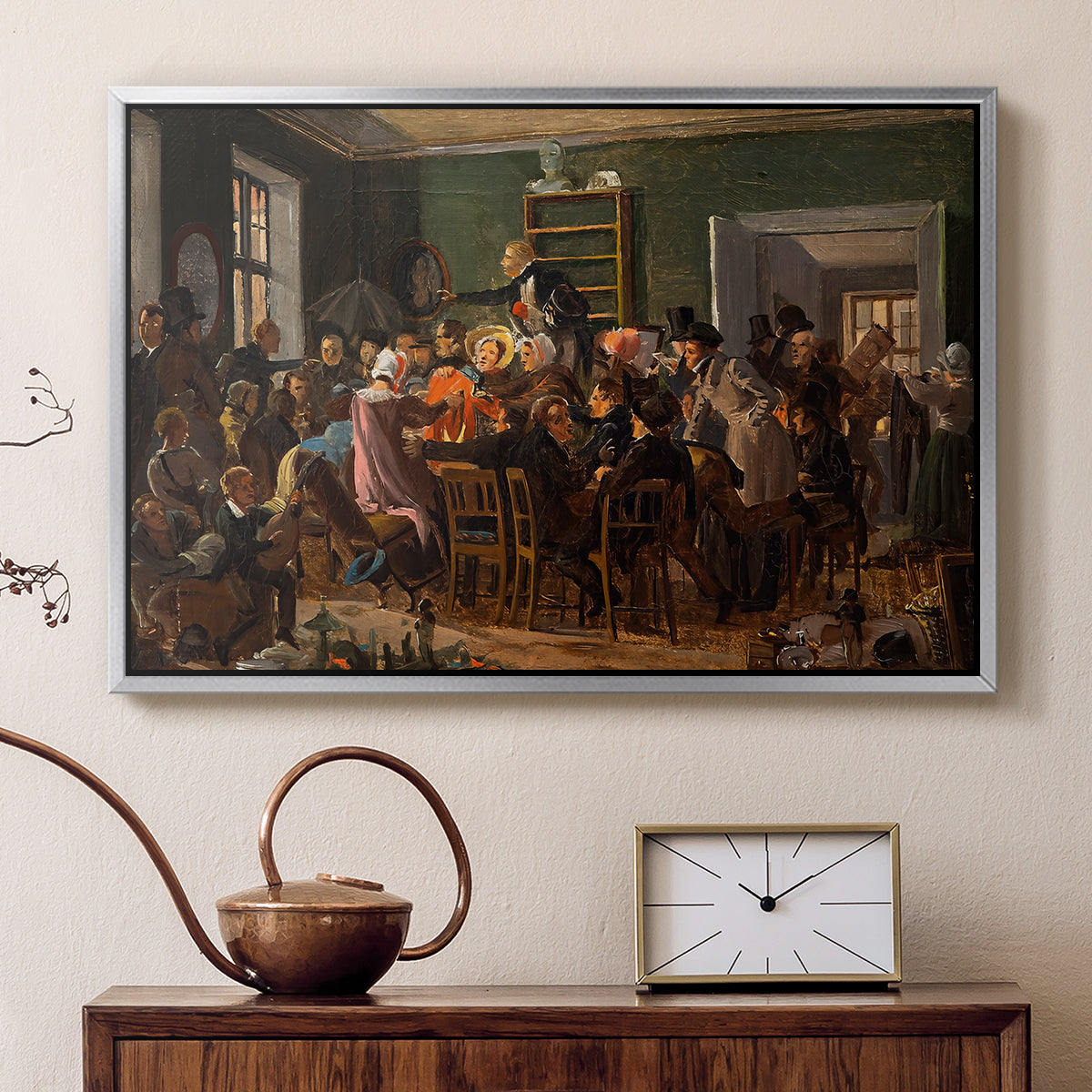 An Auction Scene, 1835 - Floater Framed Canvas Print
