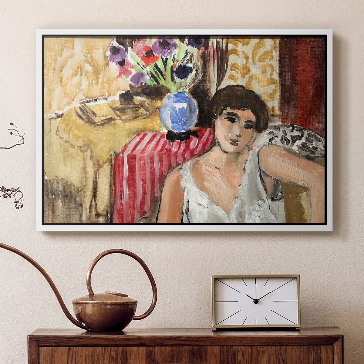 Woman Seated in an Armchair, c. 1920 - Floater Framed Canvas Print