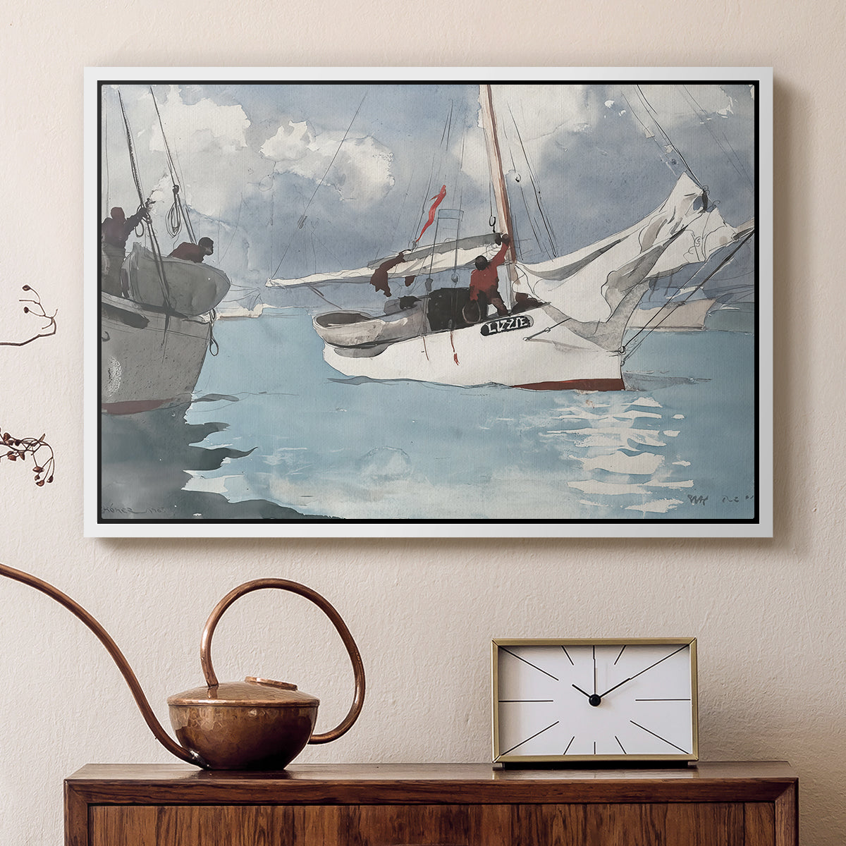 Fishing Boats, Key West, 1903 - Floater Framed Canvas Print