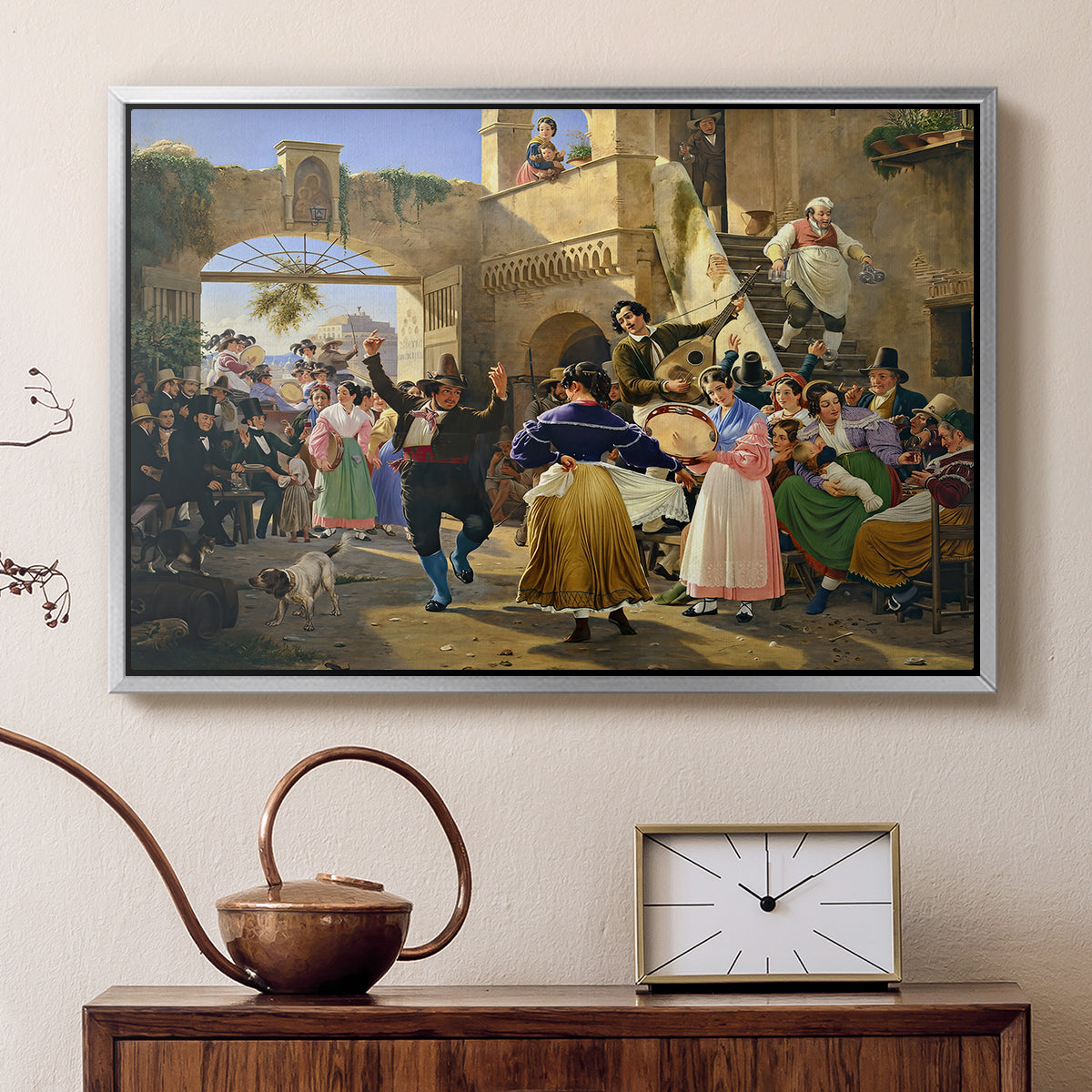 Romans Gathered for Merriment at an Osteria, 1839 - Floater Framed Canvas Print