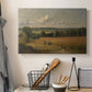 Canvas art print detailing an expressive field composition, displayed in a softly lit workspace setting