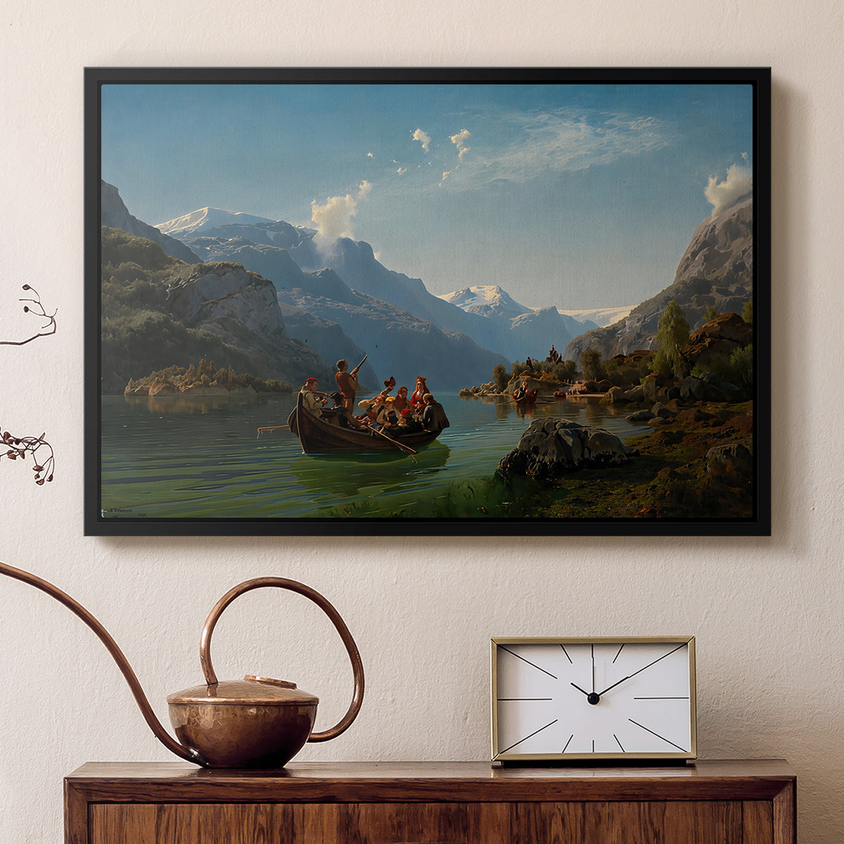 Bridal Procession on the Hardangerfjord, 1848 - Floater Framed Canvas Print
