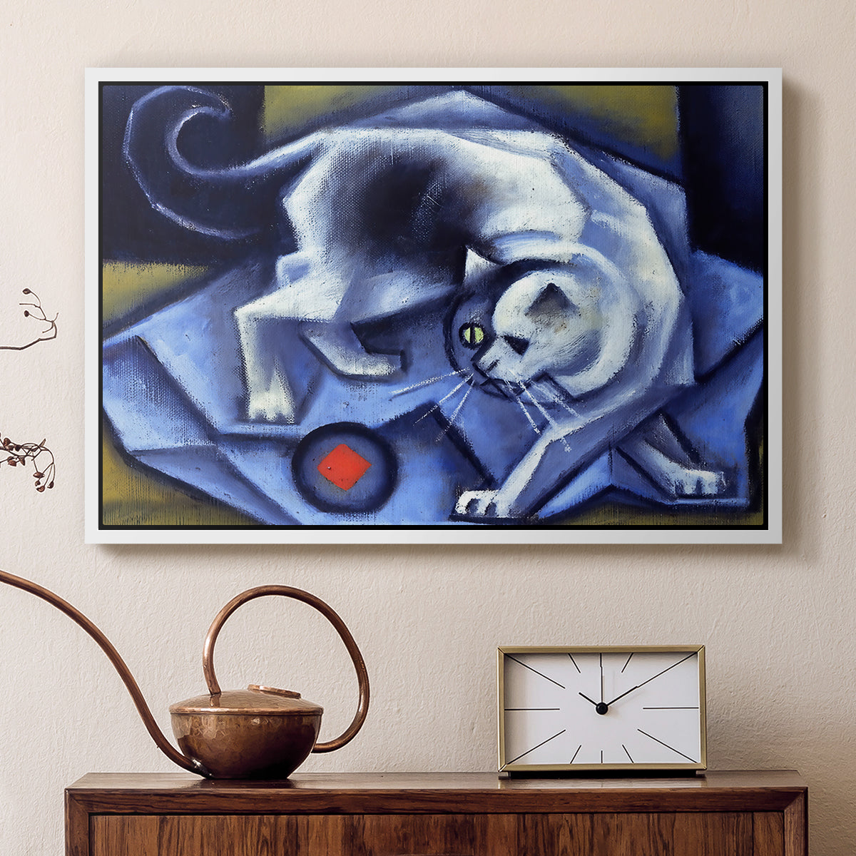 Cat Playing with a Ball, 1945-1950 - Floater Framed Canvas Print