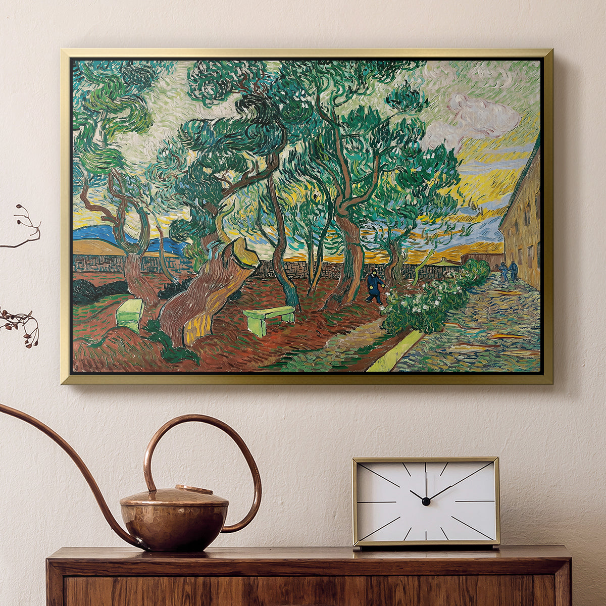 The Garden of Saint-Paul Hospital, 1889 - Floater Framed Canvas Print