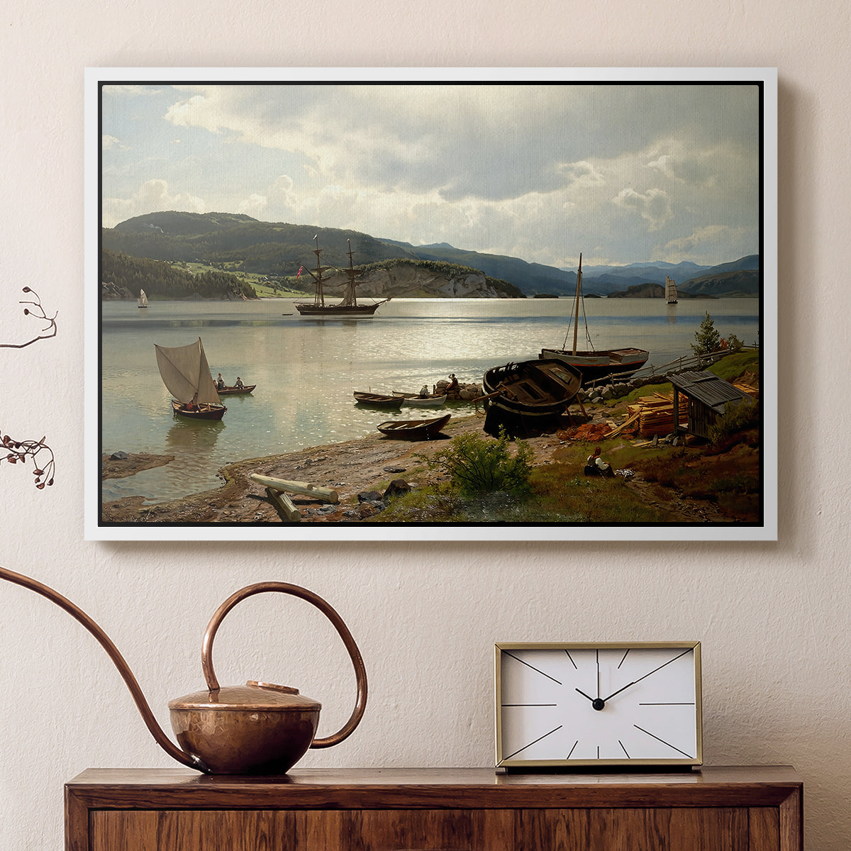 By the Water, 1876 - Floater Framed Canvas Print