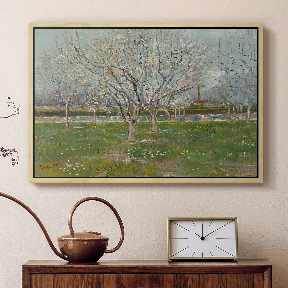 Orchard in Blossom (Plum Trees), 1888 - Floater Framed Canvas Print