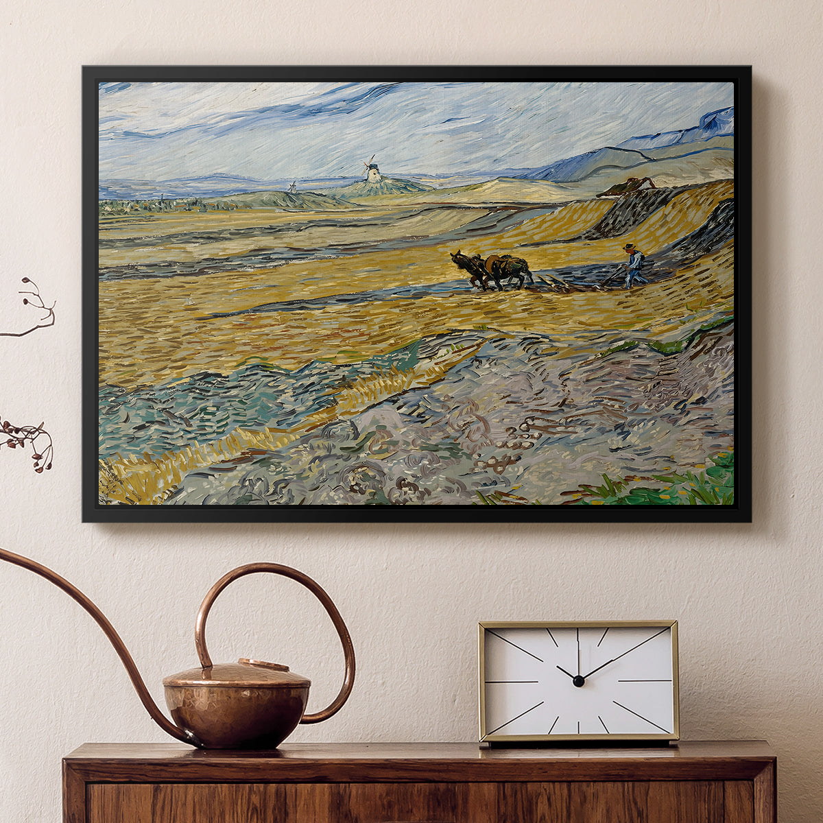 Enclosed Field with Ploughman, 1889 - Floater Framed Canvas Print