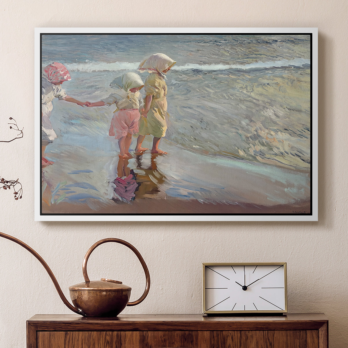 The Three Sisters on the Beach, 1908 - Floater Framed Canvas Print
