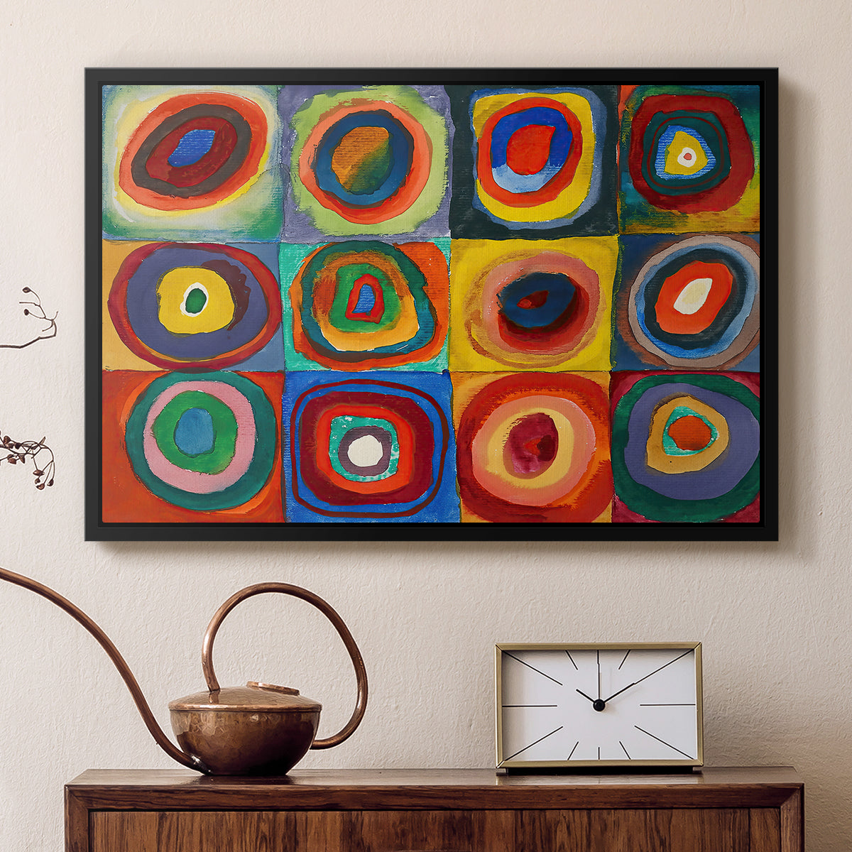 Color Study: Squares with Concentric Circles, 1913 - Floater Framed Canvas Print