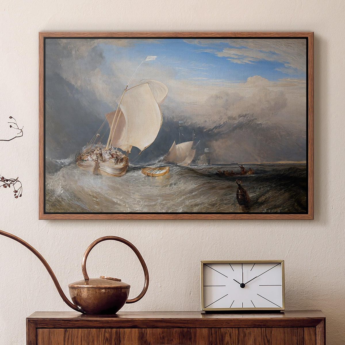 Fishing Boats with Hucksters Bargaining for Fish, 1837-1838 - Floater Framed Canvas Print