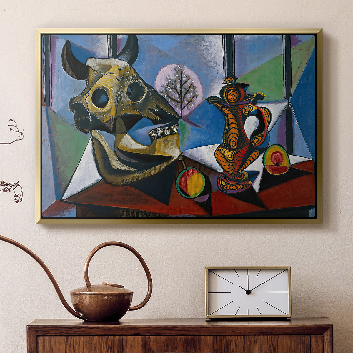 Still Life with Bull's Skull, 1939 - Floater Framed Canvas Print