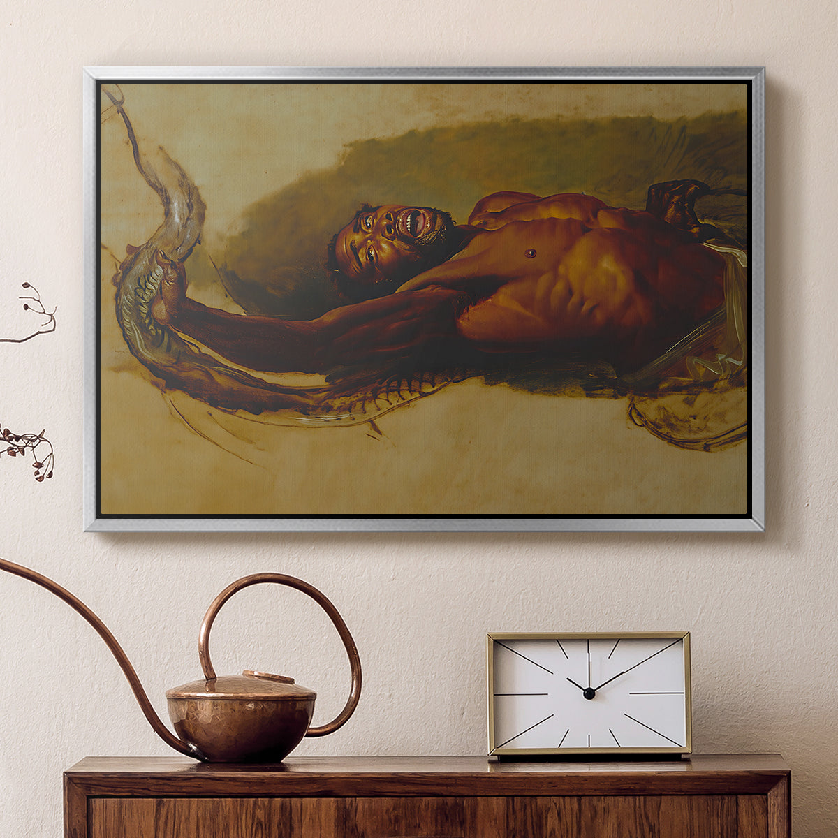 Man Struggling with a Boa Constrictor, c. 1803 - Floater Framed Canvas Print