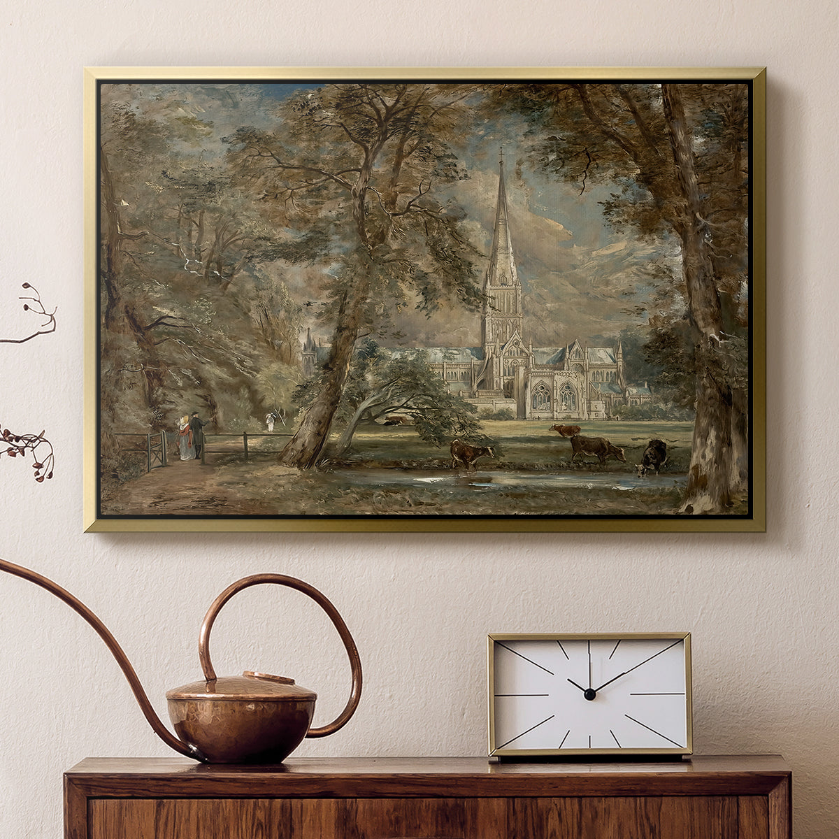 Salisbury Cathedral from the Bishop's Grounds, c. 1822-1823 - Floater Framed Canvas Print