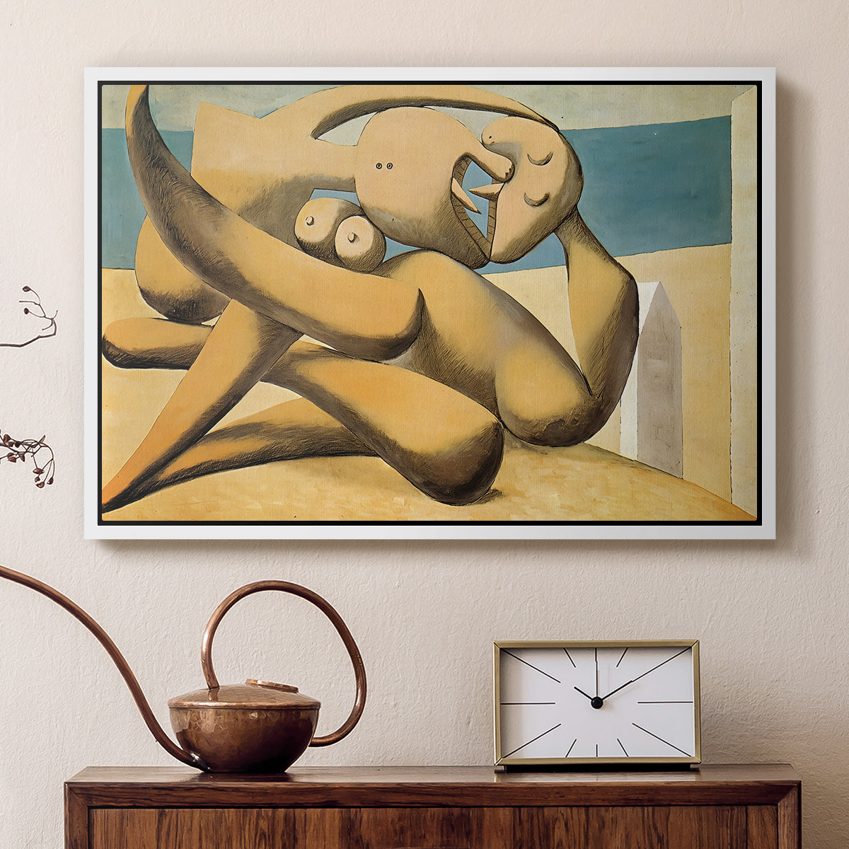 Figures at the Seaside (The Kiss), 1931 - Floater Framed Canvas Print