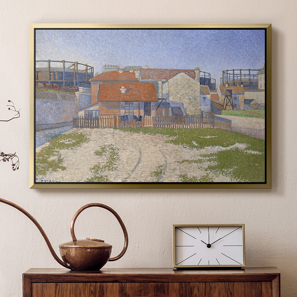 Gasometers at Clichy, 1886 - Floater Framed Canvas Print