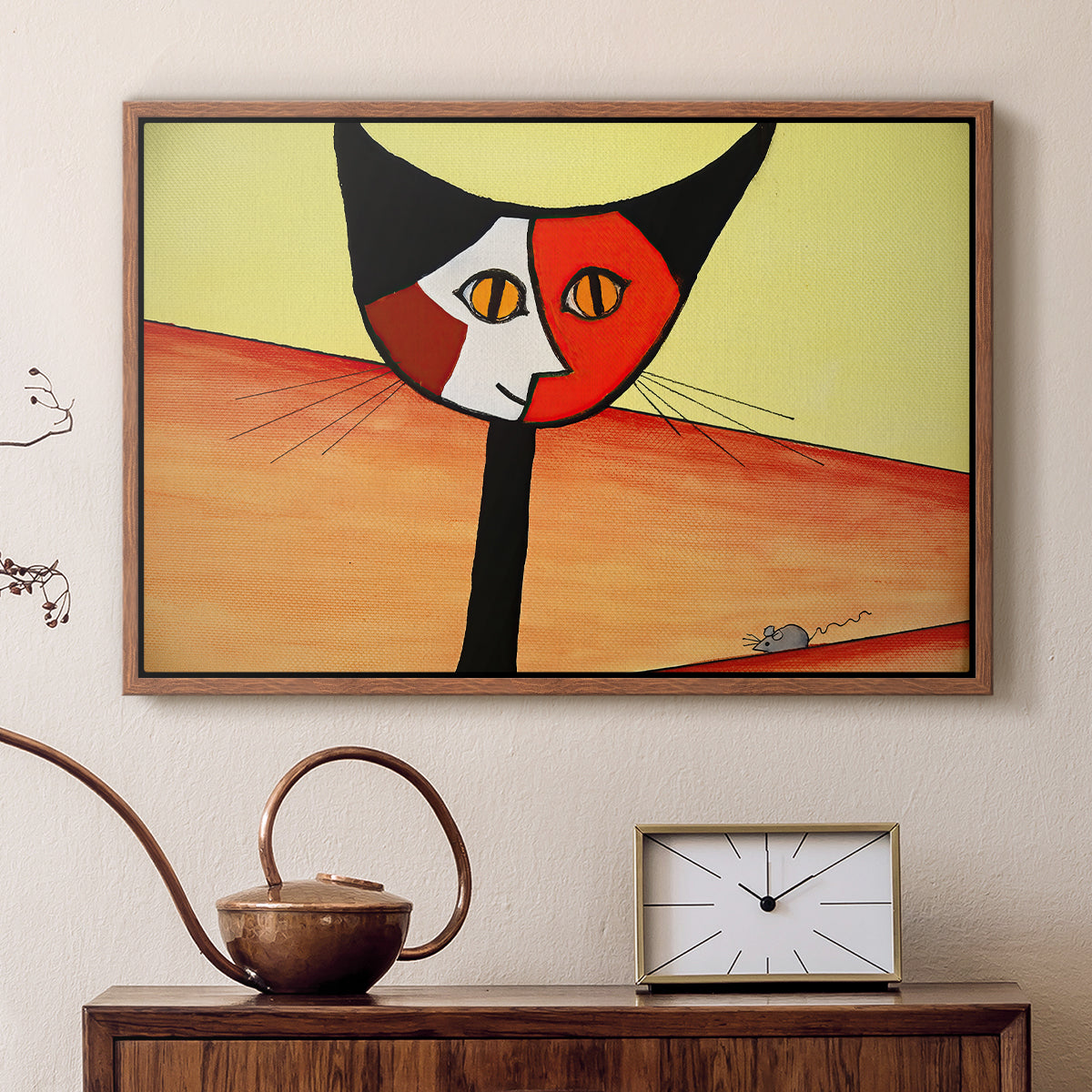 Picasso's Cat–El Gato - Floater Framed Canvas Print