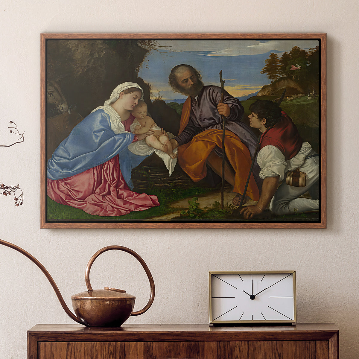 The Holy Family with a Shepherd, c. 1510 - Floater Framed Canvas Print