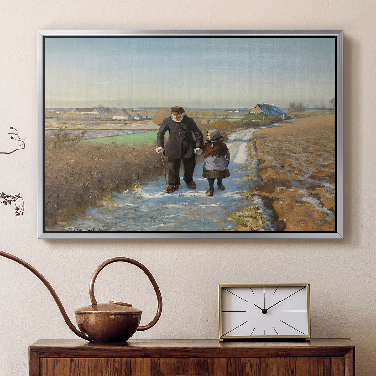 The Old Man and the Child, 1888 - Floater Framed Canvas Print