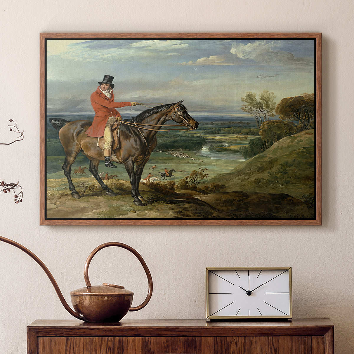 John Levett Hunting at Wychnor, Staffordshire, 1818 - Floater Framed Canvas Print
