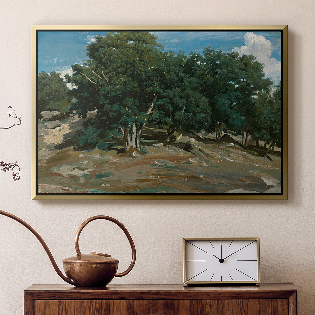 Fontainebleau: Oak Trees at Bas-Bréau, c. 1830-1835 - Floater Framed Canvas Print