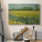 Canvas art print detailing a stylized composition emphasizing color and pattern, displayed in a softly lit workspace setting