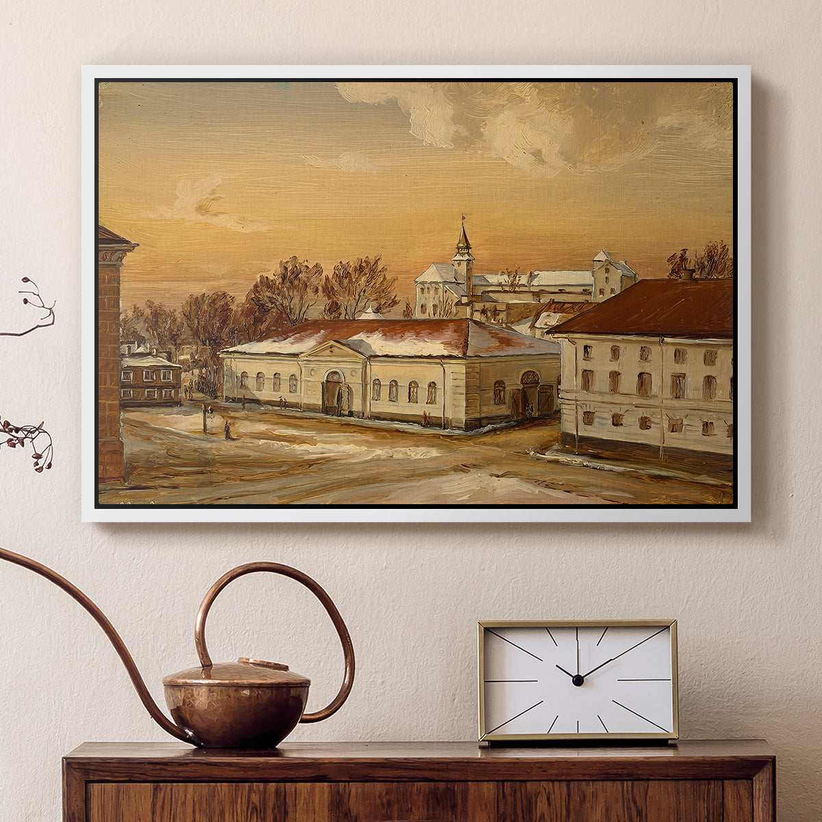 The Riding School at Akershus Castle, 1846 - Floater Framed Canvas Print