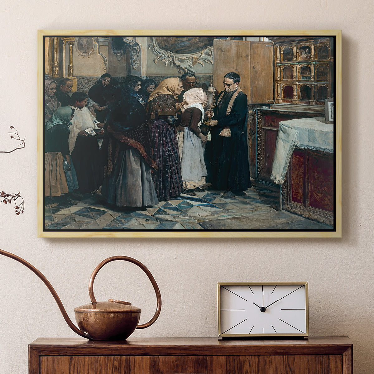 Kissing the Relic, 1893 - Floater Framed Canvas Print