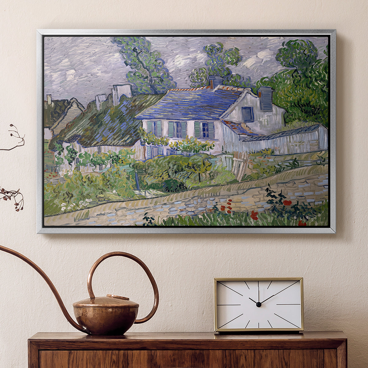 Houses in Auvers, 1890 - Floater Framed Canvas Print