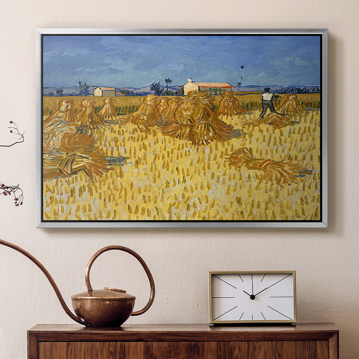 Wheat Field with Sheaves (Harvest in Provence), 1888 - Floater Framed Canvas Print