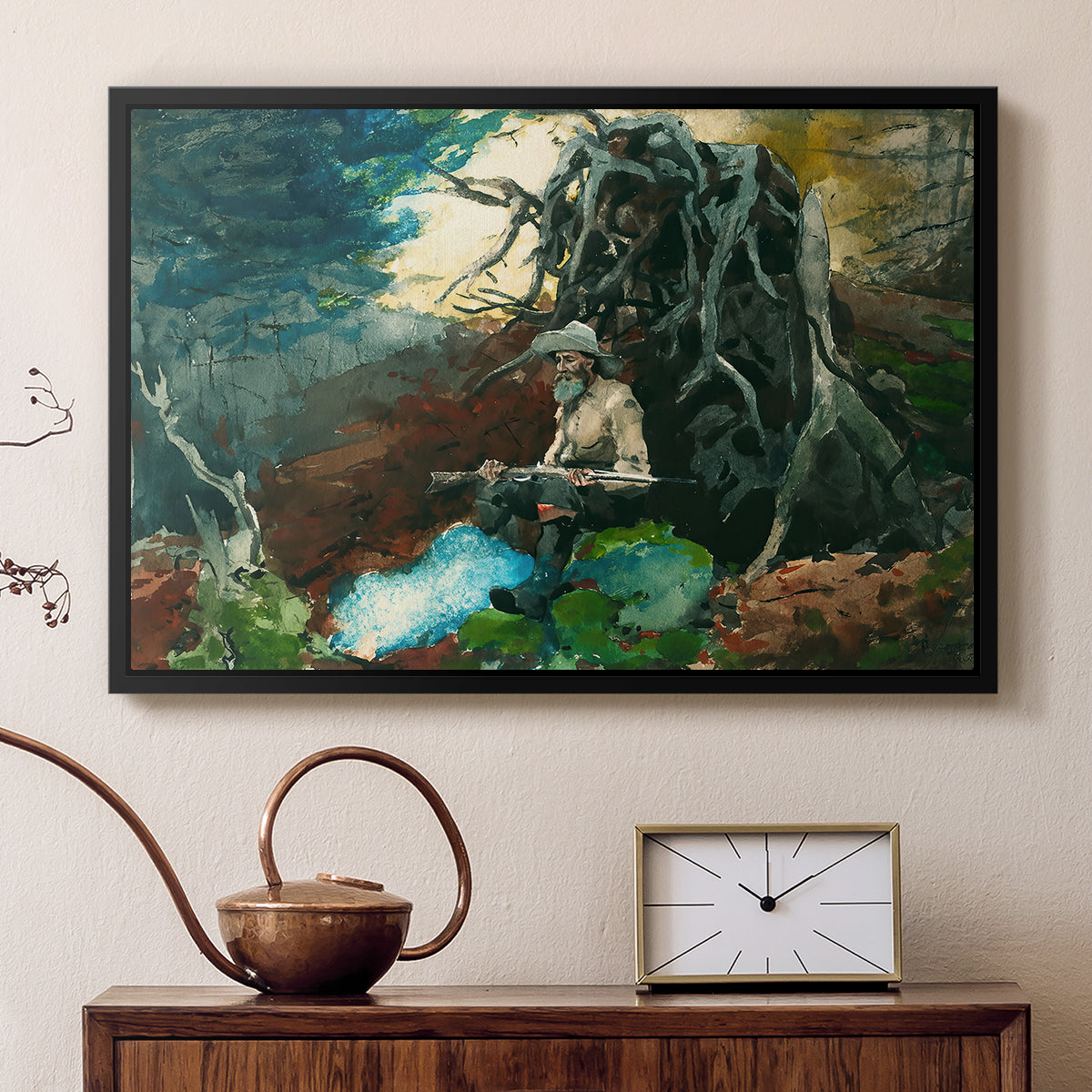 Campfire, Adirondacks, 1892 - Floater Framed Canvas Print