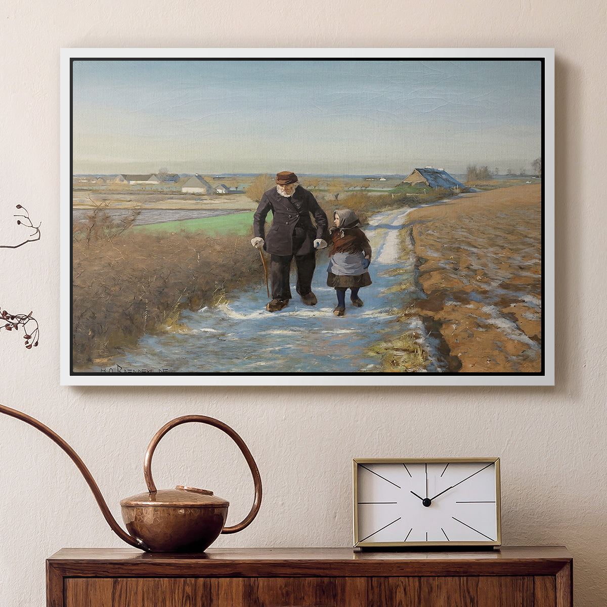 The Old Man and the Child, 1888 - Floater Framed Canvas Print