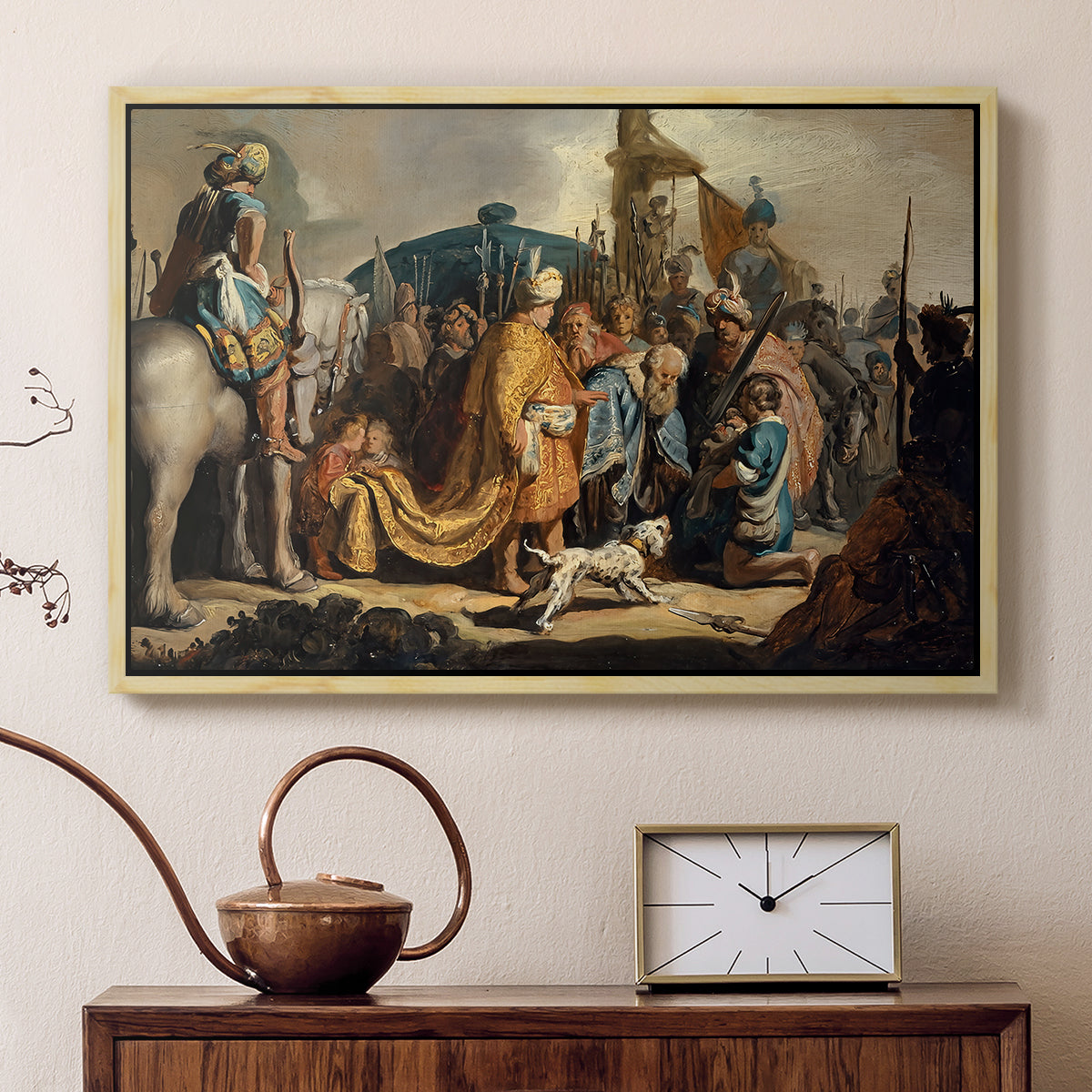 David with Goliath's Head in front of Saul, for Rembrandt, 1627 - Floater Framed Canvas Print
