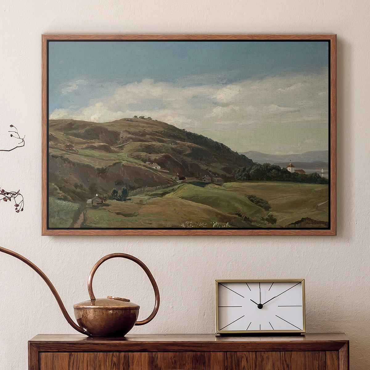 Ekeberg and Oslo Church, 1852 - Floater Framed Canvas Print