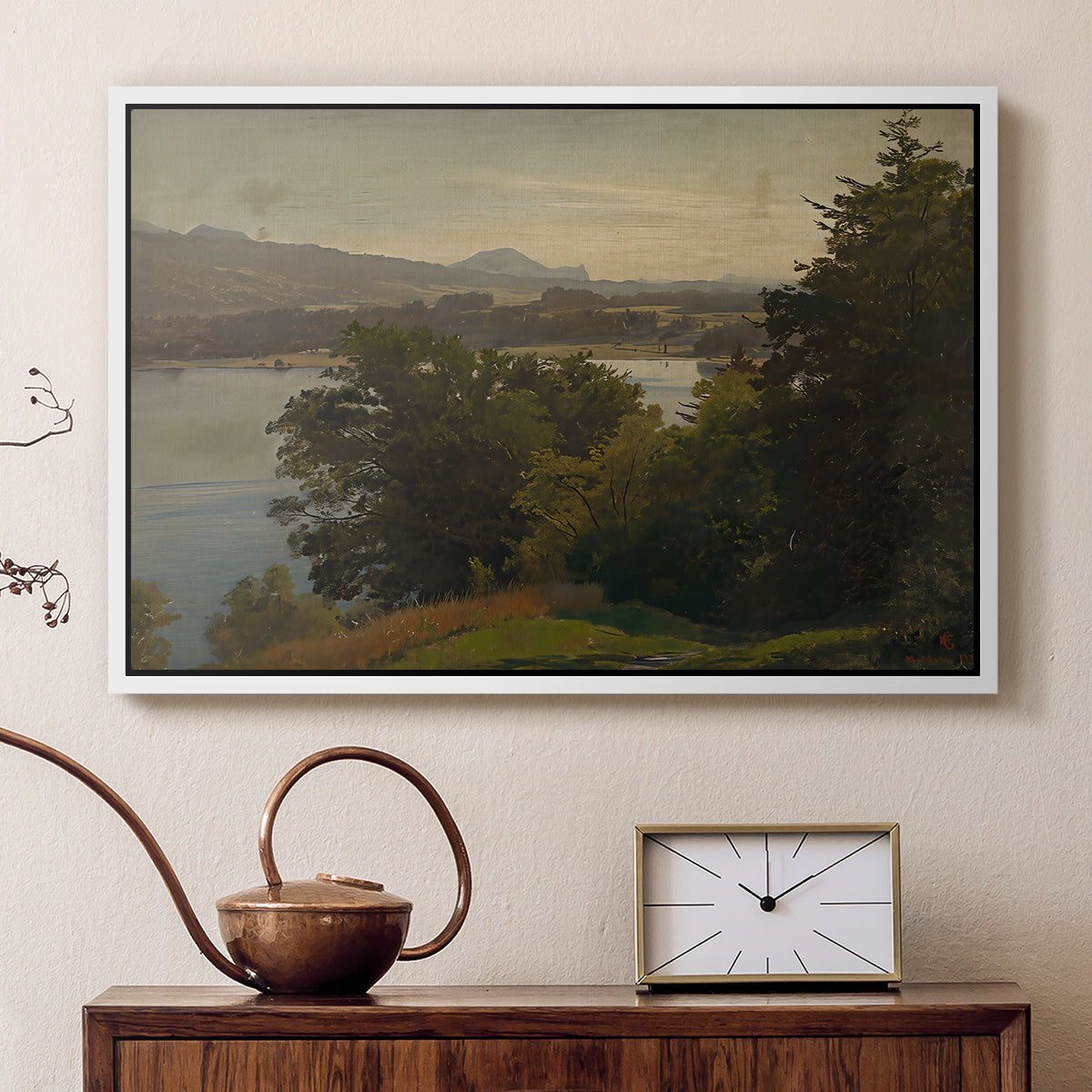 View of the Mondsee, 1870 - Floater Framed Canvas Print
