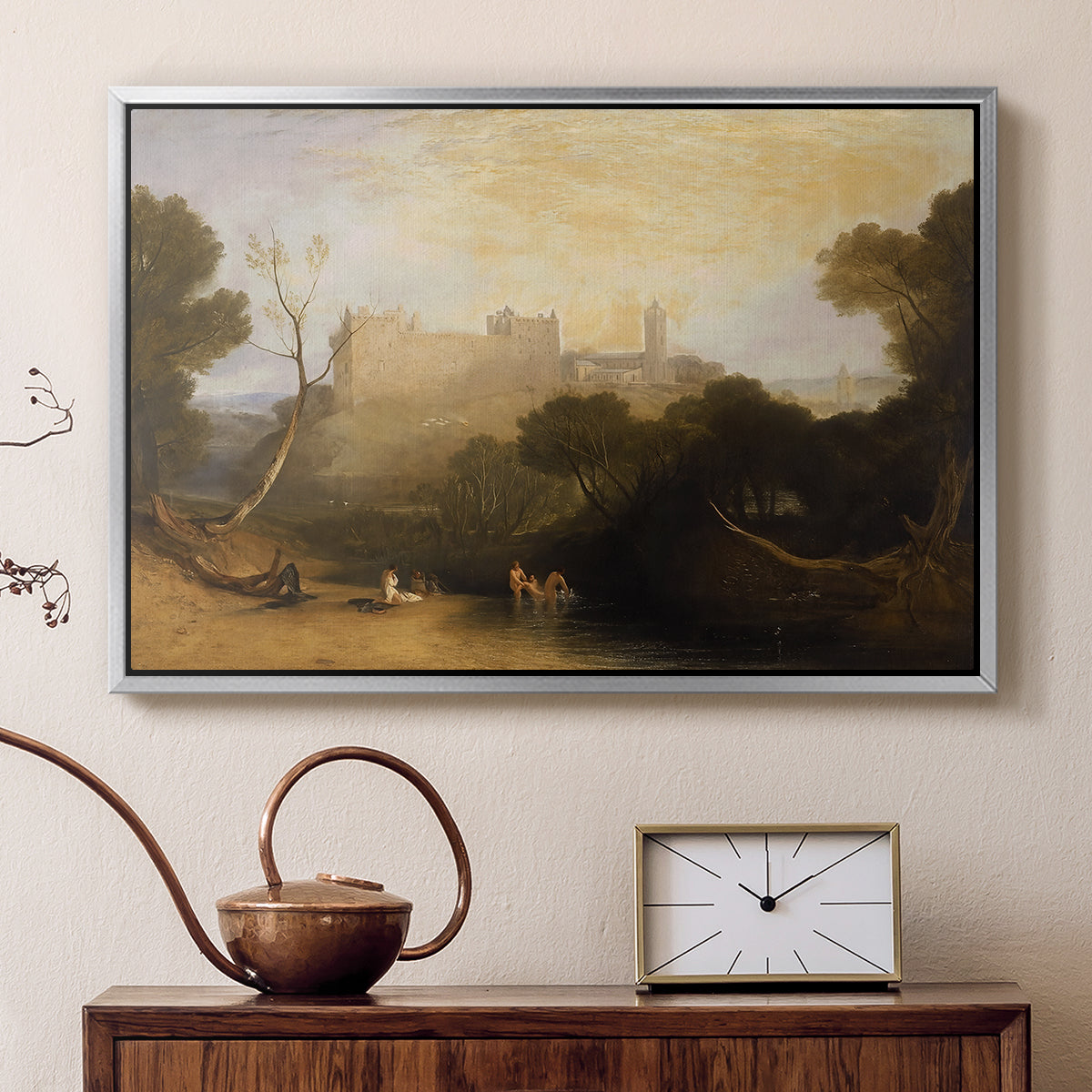 Linlithgow Palace, c. 1807 - Floater Framed Canvas Print