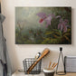 Canvas art print detailing a luminist depiction of birds, displayed in a softly lit workspace setting
