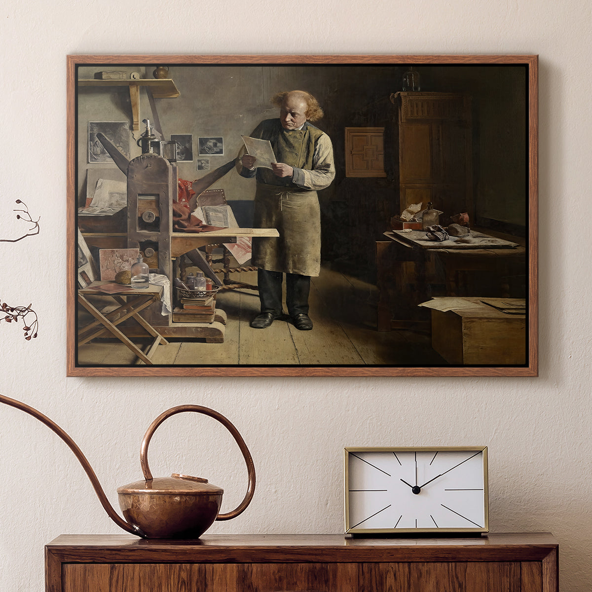 The Plate Printer, 1875 - Floater Framed Canvas Print