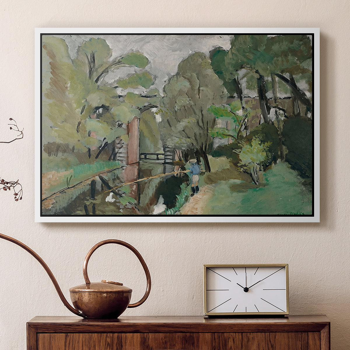 The Little Fisherman, Maintenon, 1918 - Floater Framed Canvas Print