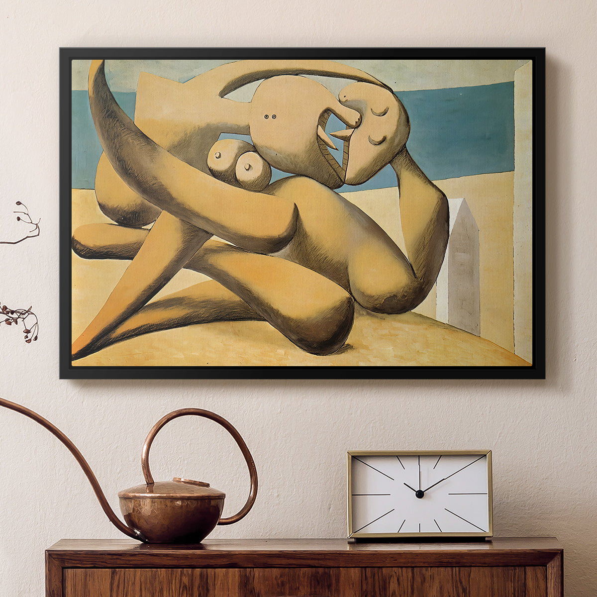 Figures at the Seaside (The Kiss), 1931 - Floater Framed Canvas Print