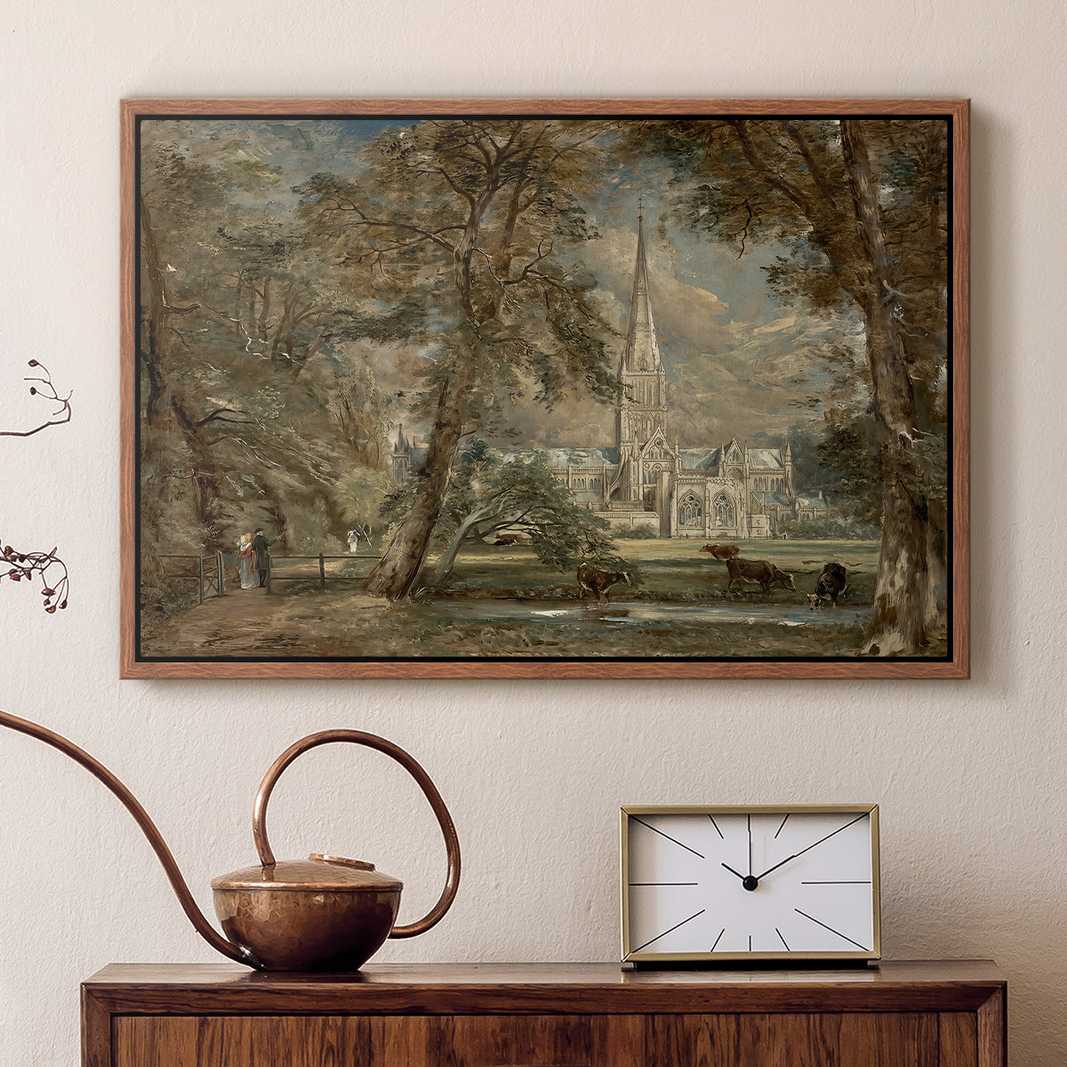 Salisbury Cathedral from the Bishop's Grounds, c. 1822-1823 - Floater Framed Canvas Print
