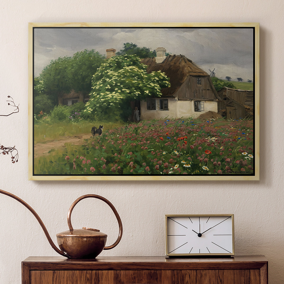Farmhouse with Meadow Flowers, 1909 - Floater Framed Canvas Print